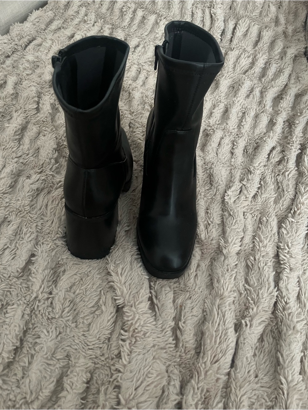 Steve Madden Black Mid-Calf Block Heel Booties